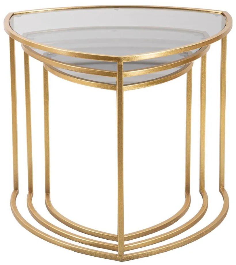 Кръгли масички за кафе със стъклен плот в златисто в комплект от 3 броя ø 60 cm Triangle – Mauro Ferretti