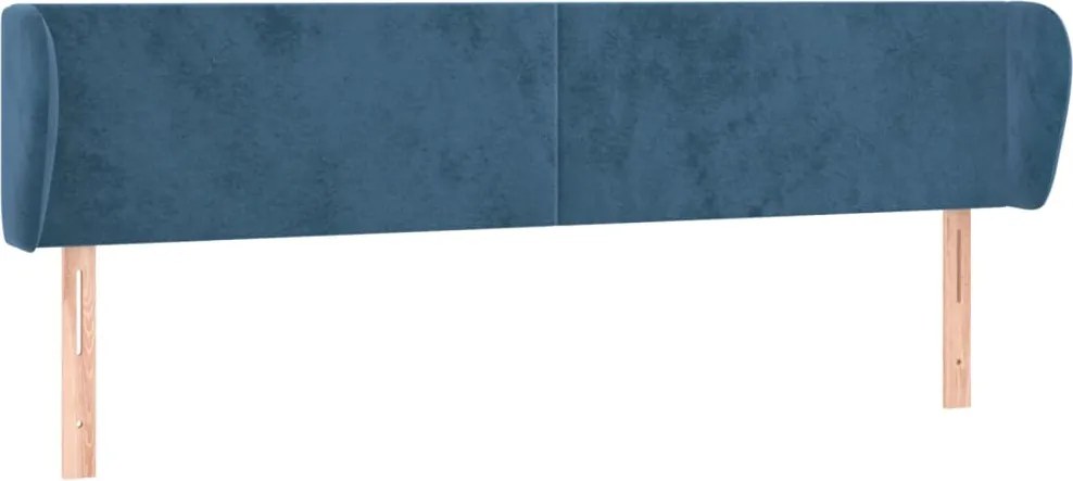 3116928 vidaXL Горна табла за легло с уши, тъмносиня, 183x23x78/88 см, кадифе