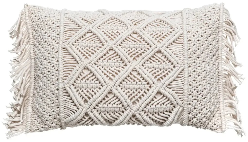 Декоративна възглавница atmosphera Macrame, 30x50 cm, Слонова кост