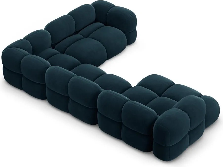 Тъмносин кадифен ъглов диван (десен ъгъл/U форма) Loretto – Cosmopolitan Design