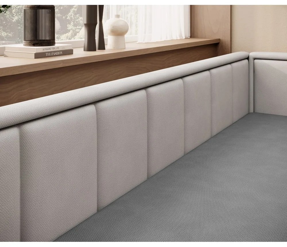 Сив шенилов разтегателен диван с място за съхранение 214 cm Fulgeo – ELTAP