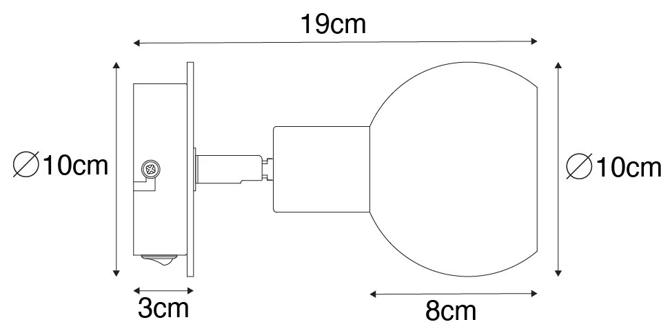 Прожектор в стил арт деко черен с димно стъкло и дърво - Vidro