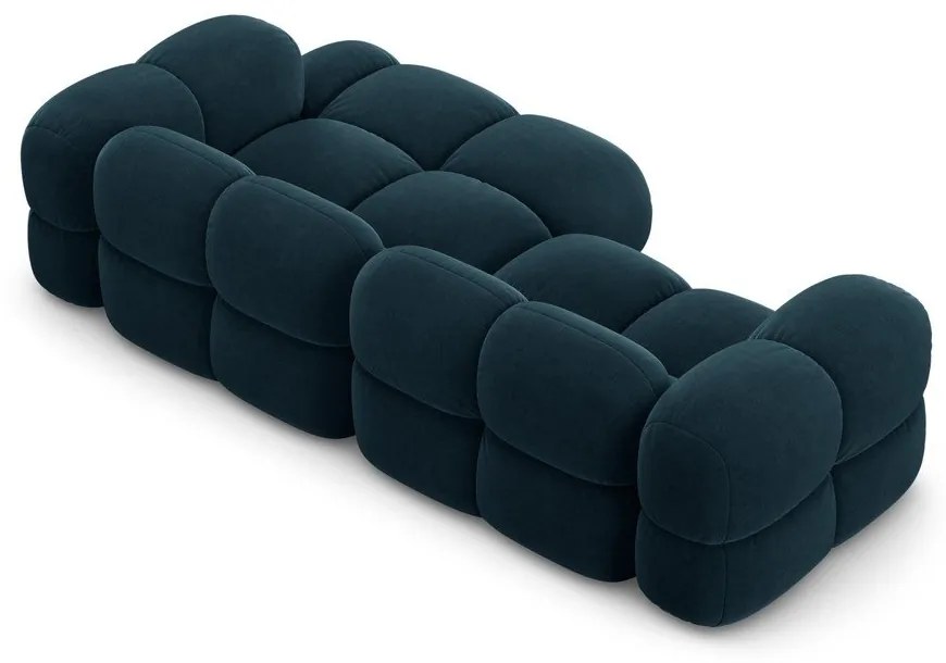 Тъмносин кадифен ъглов диван (десен ъгъл) Loretto – Cosmopolitan Design