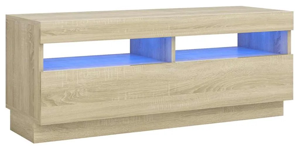 804457 vidaXL ТВ шкаф с LED осветление, дъб сонома, 100x35x40 см