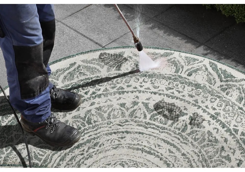 Зелен и кремав килим за открито, ø 140 cm Siruma - NORTHRUGS
