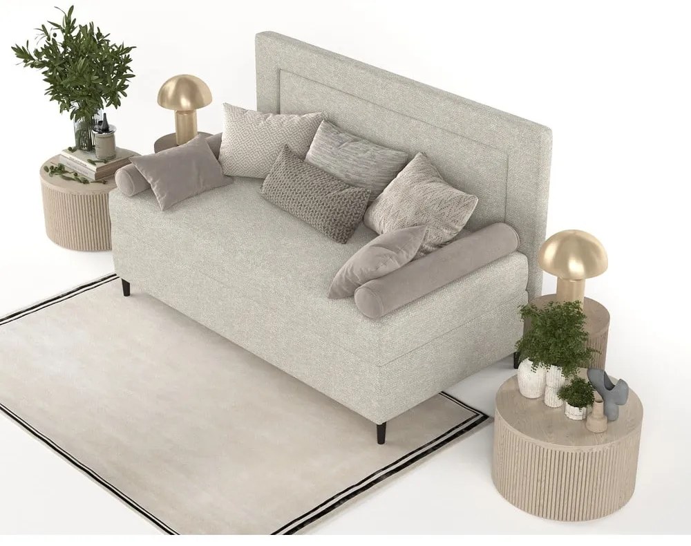 Сиво-бежово тапицирано единично легло 80x200 cm Alba – Maison de Rêve