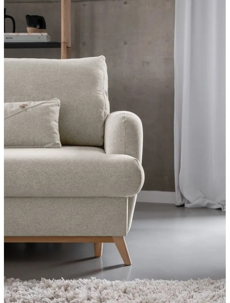 Бежов разтегателен/с място за съхранение ъглов диван (ляв ъгъл) Scandic Lagom – Miuform