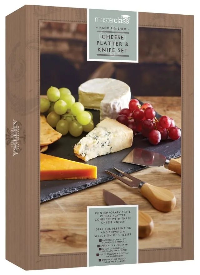 Комплект ножове за сирене и дъска за рязане от шисти , 35 x 25 cm Master Class Artesà - Kitchen Craft