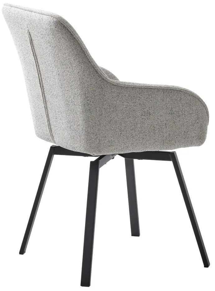 Светлосив тапициран трапезен стол с подлакътници Alma – Unique Furniture