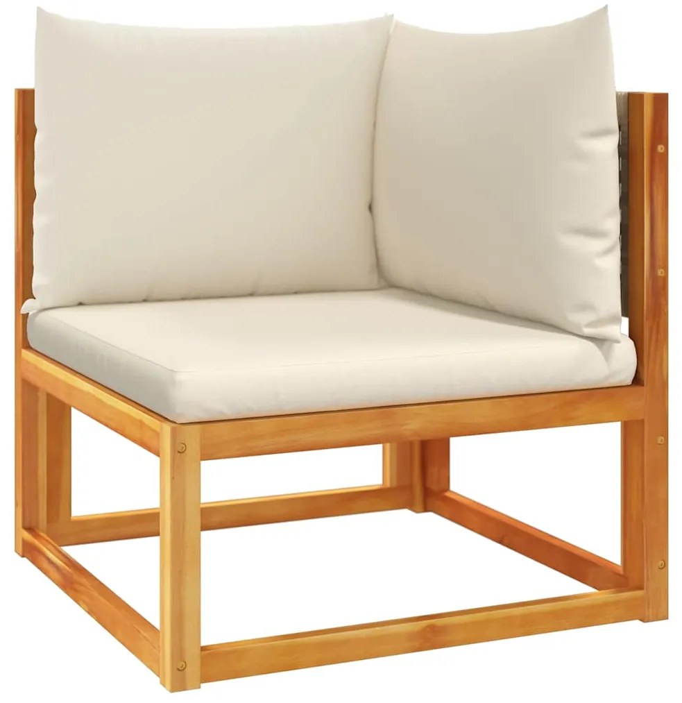 4008176 vidaXL Ъглов градински диван с възглавници, дърво, акация и ратан