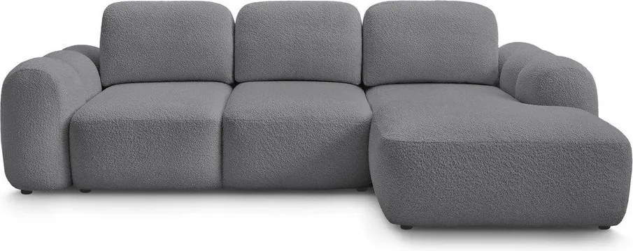 Сив сгъваем/с място за съхранение ъглов диван от прежда с примки от букле (десен ъгъл) Montaigne – Bobochic Paris