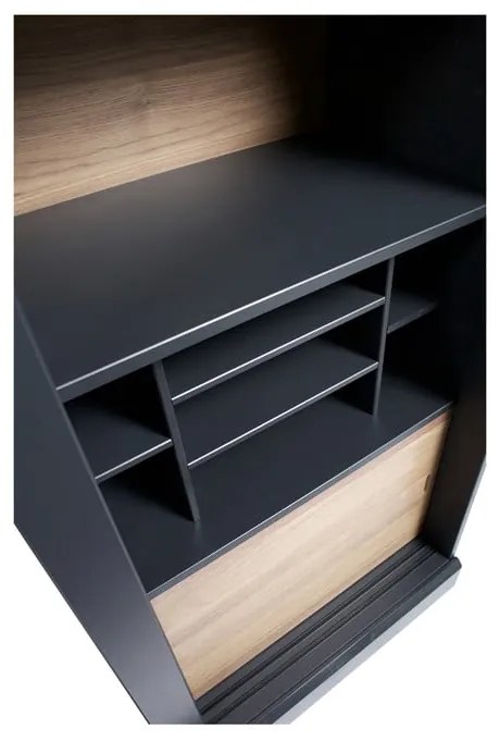 Витрина от масивен бор с плъзгащи се врати в черен и естествен цвят 125x200 cm James – WOOOD