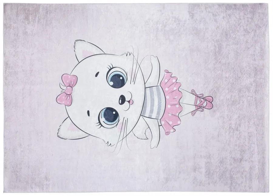 Детски килим с мотив на очарователна котка  Ширина: 80 см | Дължина: 150 см