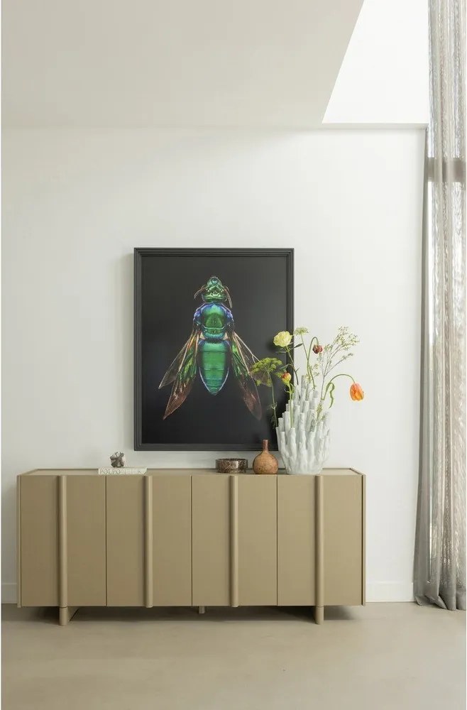 Бежов нисък скрин с чекмеджета от борова дървесина 200x85 cm Basu - WOOOD