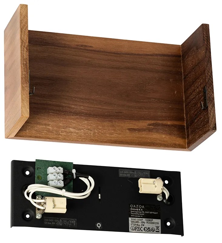 Ръстична стенна лампа орехово дърво - Otan