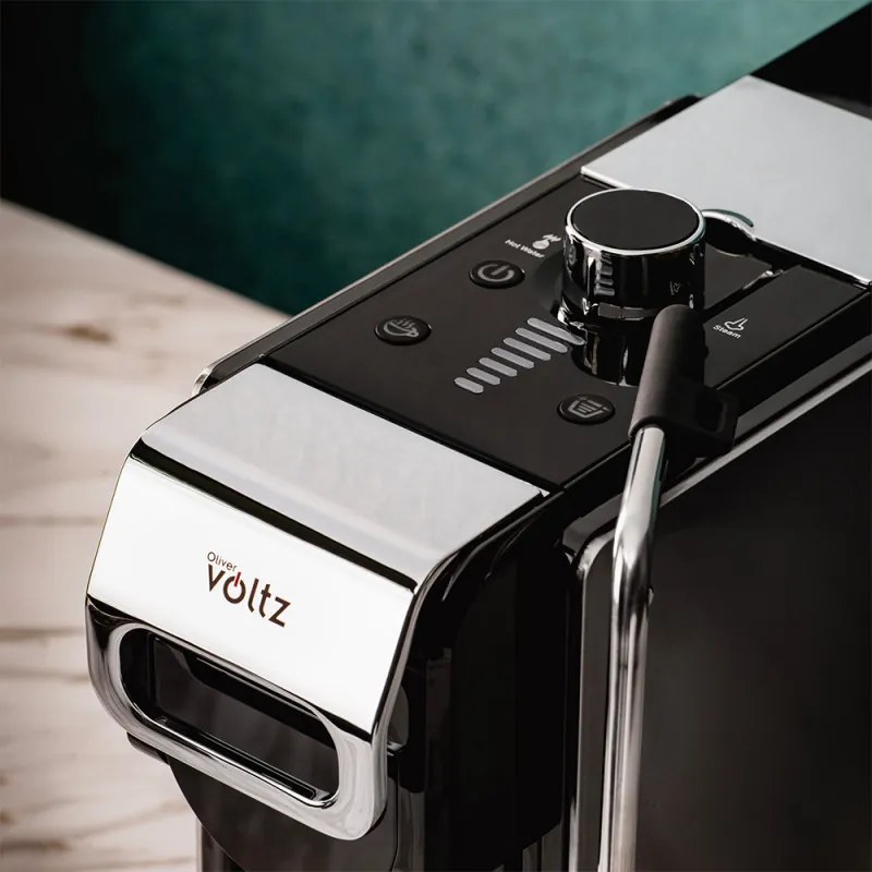 Разопакован: Еспресо машина за мляно кафе и капсули 8в1 Oliver Voltz OV51171N8M, 1450W, 1 л, 5 адаптера, 19 bar, Черен