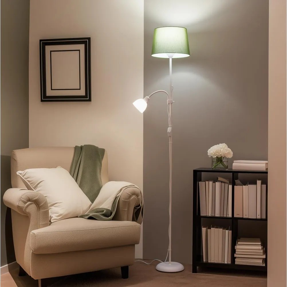 Brilagi - Подова лампа CERIA 1xE27/100W/230V + 1xE14/25W бял/зелен