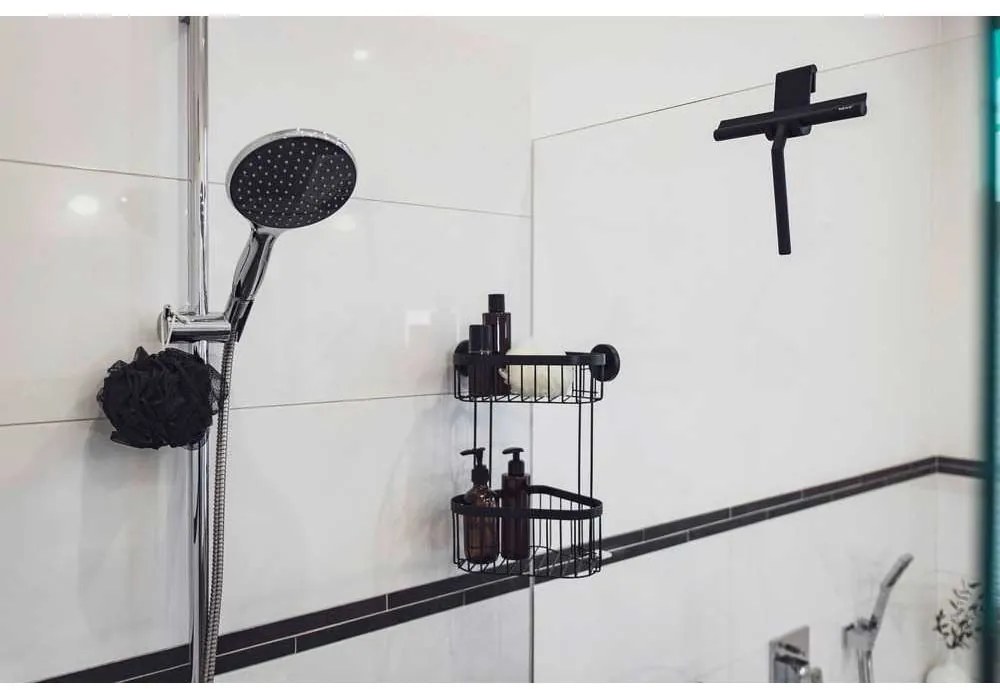 Черен висящ самоносещ метален комплект аксесоари за баня Classic - Wenko