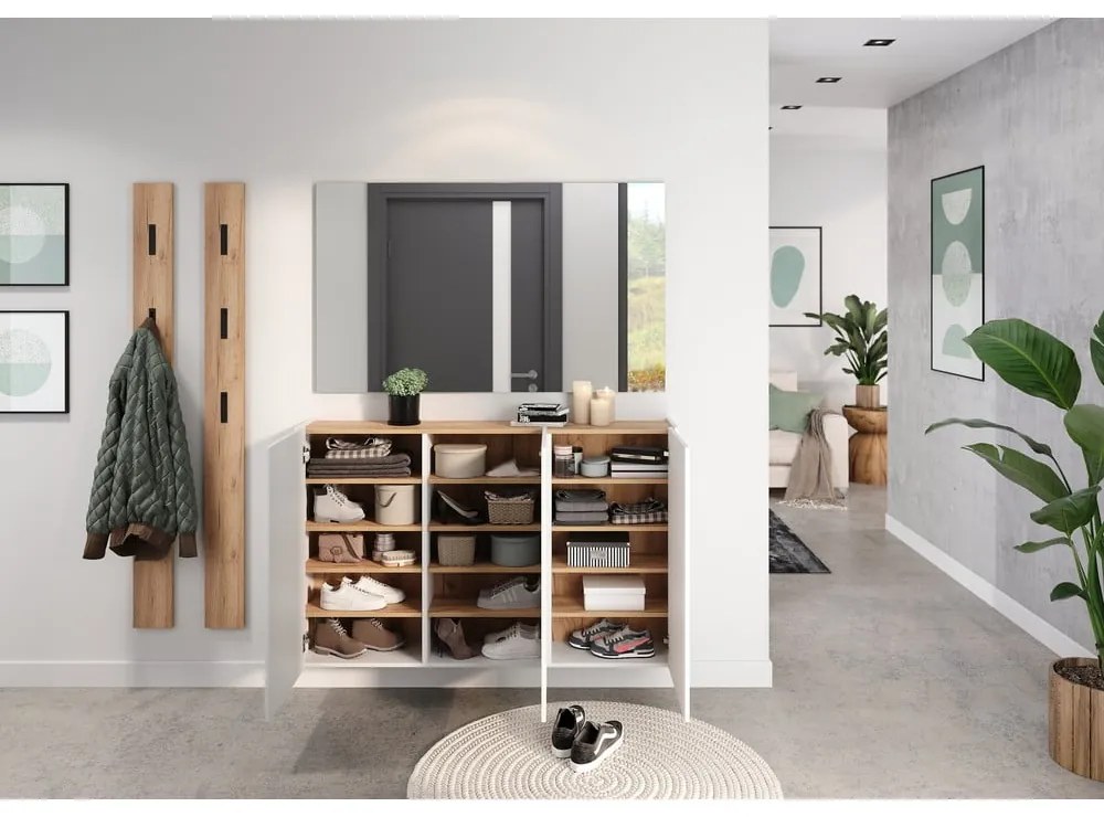 Бяло висящо шкафче от декор от дъб 138x87x25 cm Libbiano – Germania