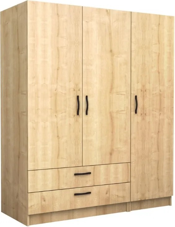 Шкаф с три врати от меламин в цвят дъб 150x60x181см.