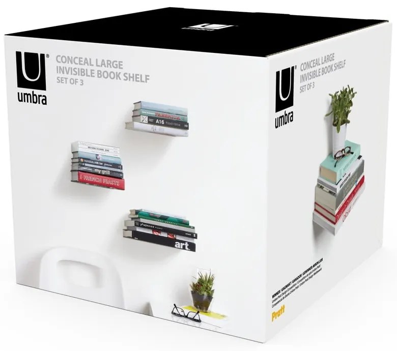 Метални рафтове в сребристо в комплект от 3 броя 18 см Conceal - Umbra