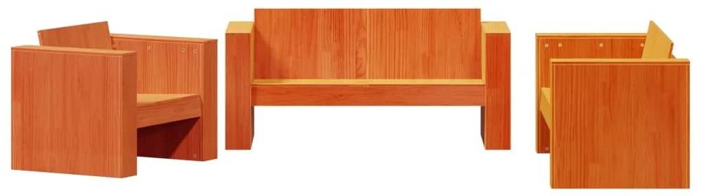 3216897 vidaXL Градински лаундж комплект, 2 части, восъчнокафяв, бор масив