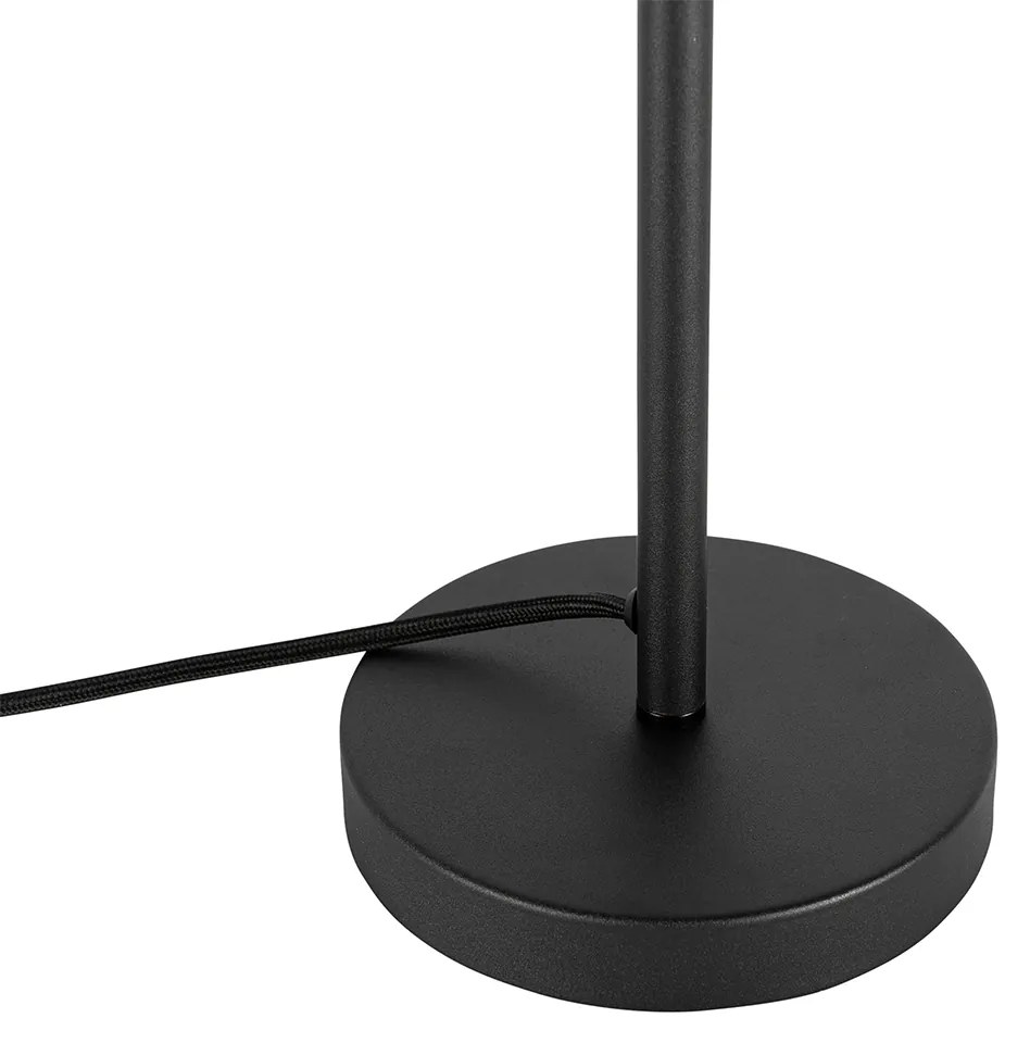 Арт Деко настолна лампа черна с димно стъкло - Bizle