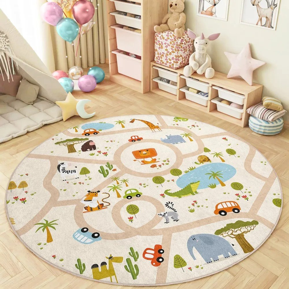 Детско килимче за игра подходящо за пране ø100 cm Savana Ride – Mila Home