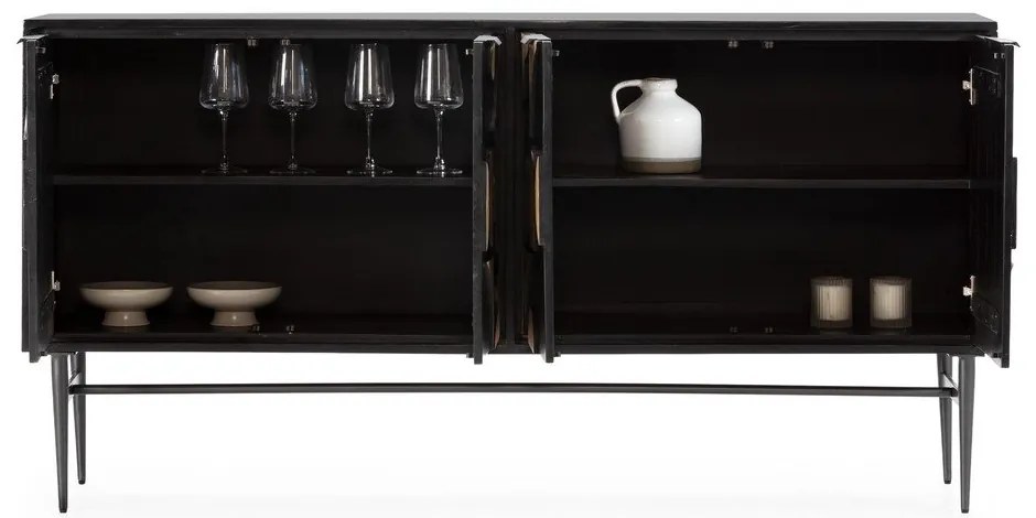 Черен скрин от масивно манго 175x90x40 cm Navya – MOME