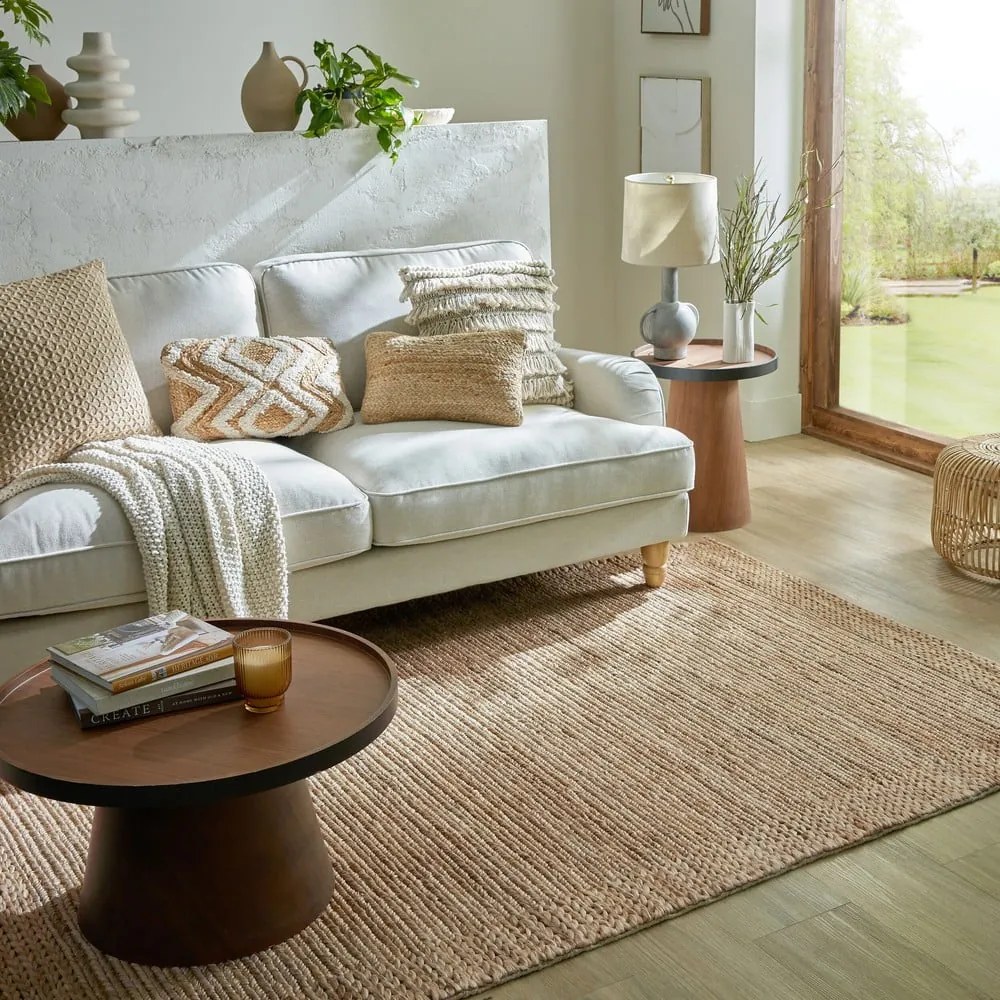 Ръчно изработен килим от кенаф в естествен цвят 120x170 cm Drew Border – Flair Rugs