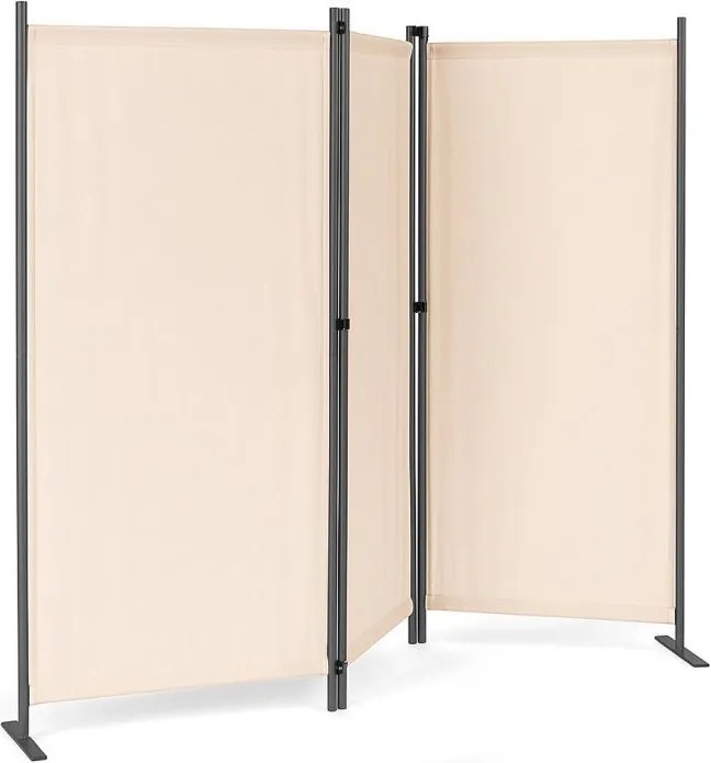 Градински 3-панелен сгъваем параван срещу вятър и слънце - 167 x 164 cm Бежово