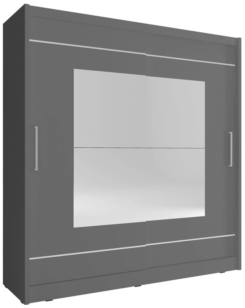 Гардероб Walla с плъзгащи врати-200 x 62 x 214 cm-сив