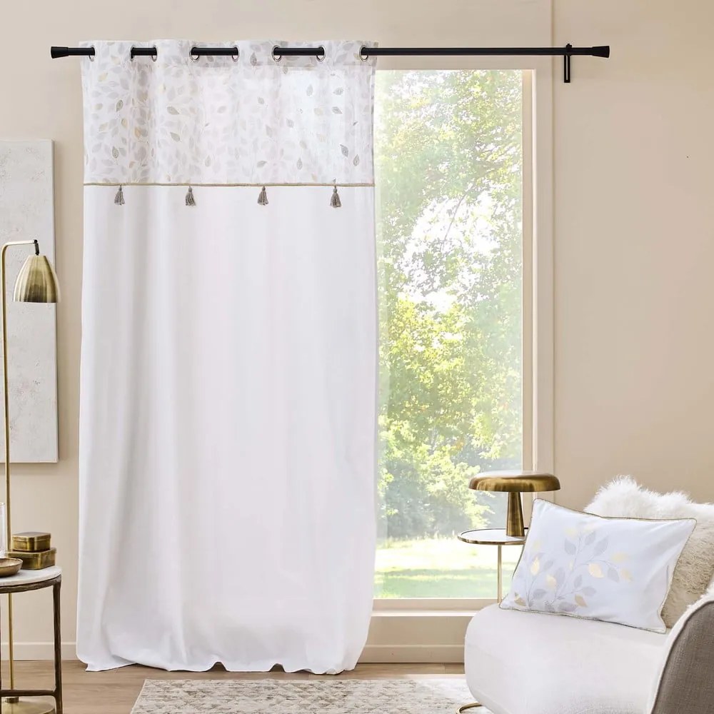 Бяло перде със смес от памук 140x240 cm Duchesse – douceur d'intérieur