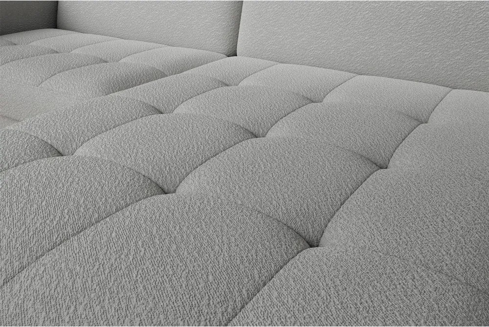 Сив разтегателен ъглов диван с място за съхранение от букле (ляв ъгъл) Gomsi – ELTAP