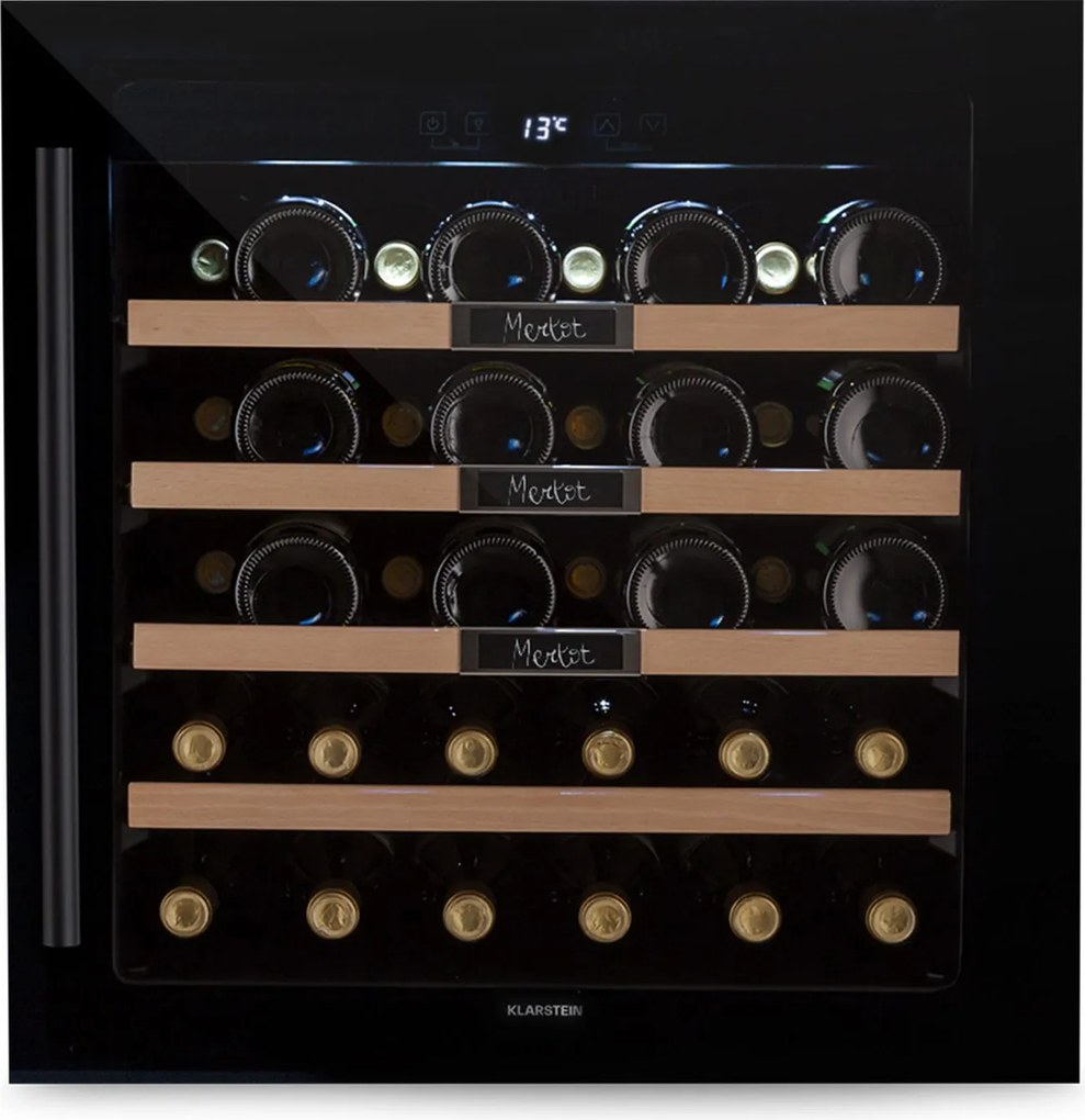 Klarstein Vinsider 36 Built-In Uno, охладител за вино за вграждане, 36 бутилки, 92 литра, неръждаема стомана
