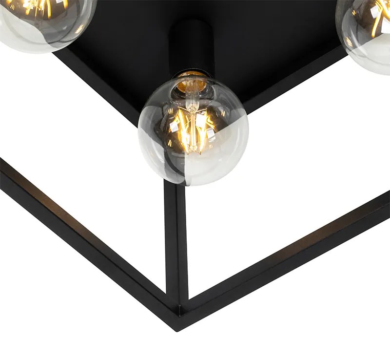 Индустриален плафон черен 40 см 4-лампа - Cage
