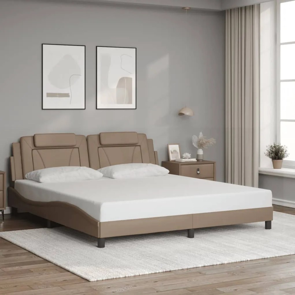 3208114 vidaXL Рамка за легло Viana без матрак, капучино, 180x200 см, изкуствена кожа