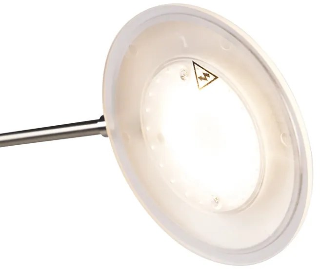 Подова лампа от стомана с лампа за четене, включително LED и USB порт - Sevilla