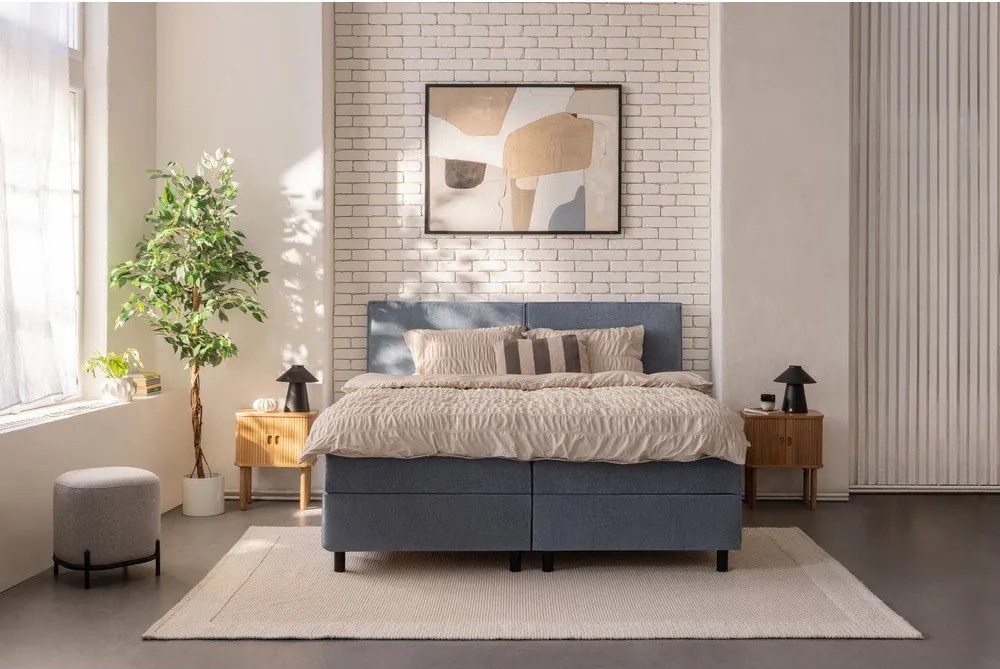 Синьо боксспринг легло с място за съхранение 160x200 cm Elva Bold – Bonami Selection