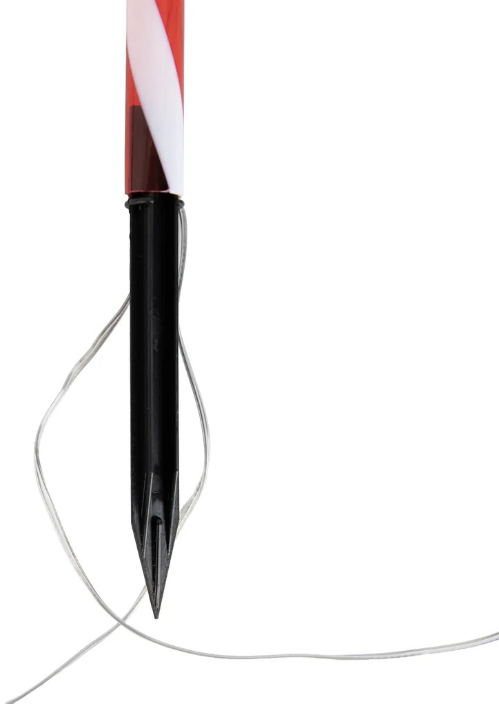 Комплект от 5 коледни колчета червени с бял бонбон, включително LED с таймер IP44 - Melchior