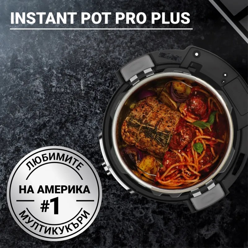 Мултикукър Instant Pot Pro Plus 112020101, 1200W, 5.7 л, 10 програми, WiFi управление, Неръждаема стомана, Черен