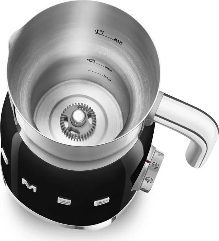 Уред за разпенване на мляко Smeg MFF11BLEU, 500 W, 600 мл, 8 програми, Подвижна кана, Автоматично изключване, Черен