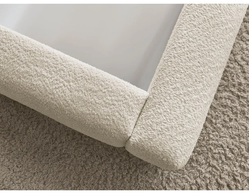 Бежово тапицирано двойно легло с място за съхранение с включена подматрачна рамка 160x200 cm Orlane – Bobochic Paris