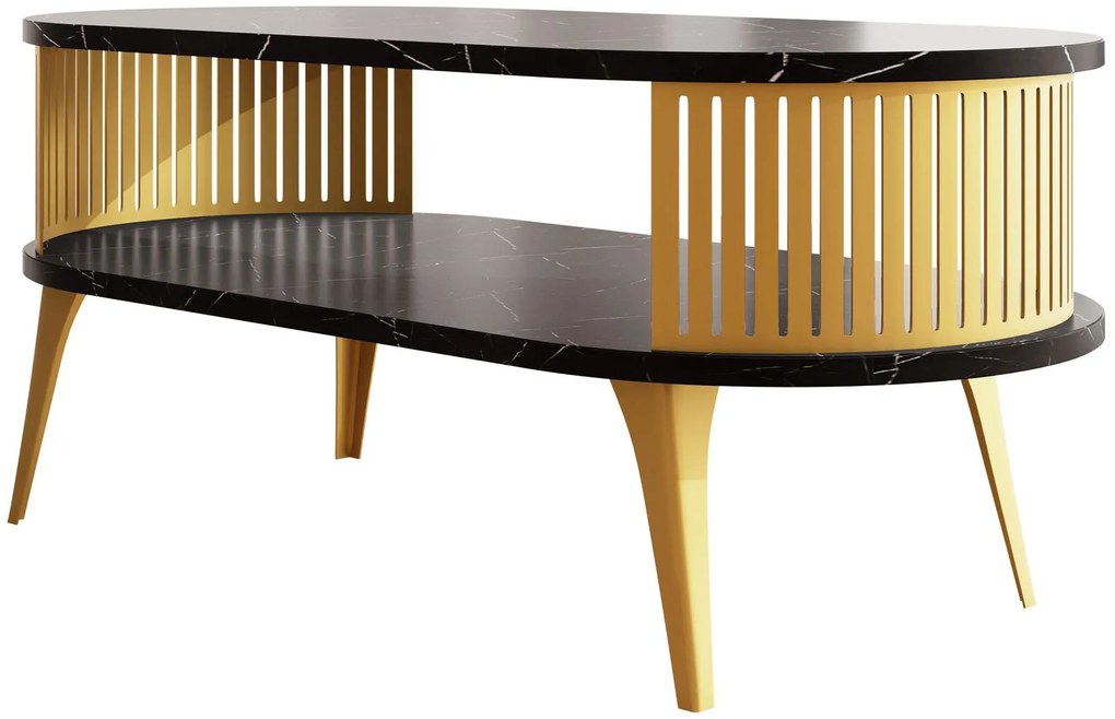 Холна маса Roenni Gold-Черен мрамор