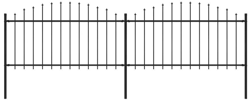 Sonata Градинска ограда с пики, стомана, (1,25-1,5)x3,4 м, черна