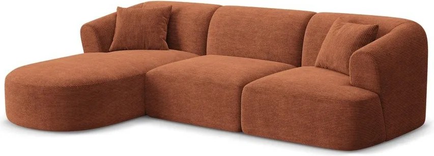 Теракотен ъглов диван от рипсено кадифе (ляв ъгъл) Campi – Cosmopolitan Design