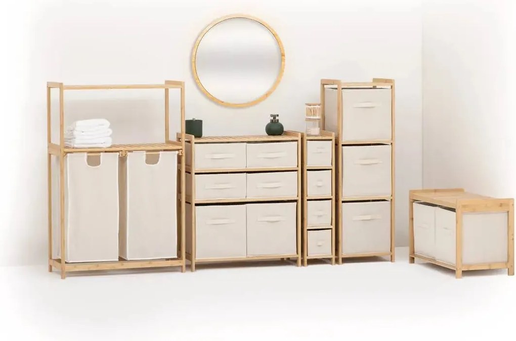 Пейка за съхранение 5five Tidy Box, 2 отделения, Бамбук