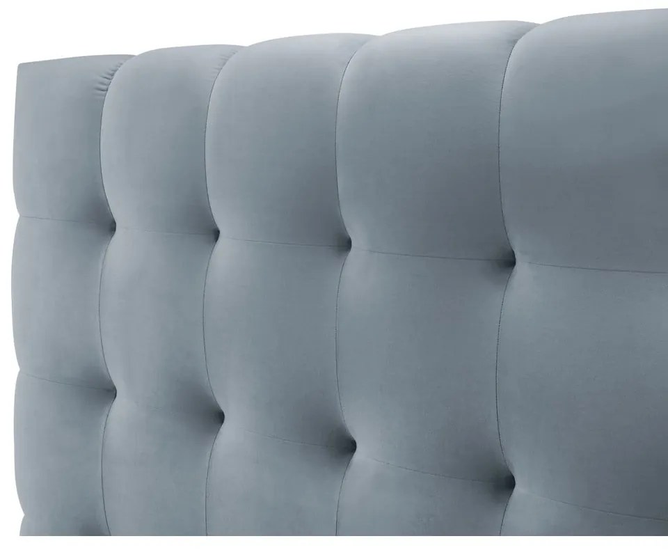 Светлосиньо тапицирано двойно легло с място за съхранение и решетка 140x200 cm Bali - Cosmopolitan Design