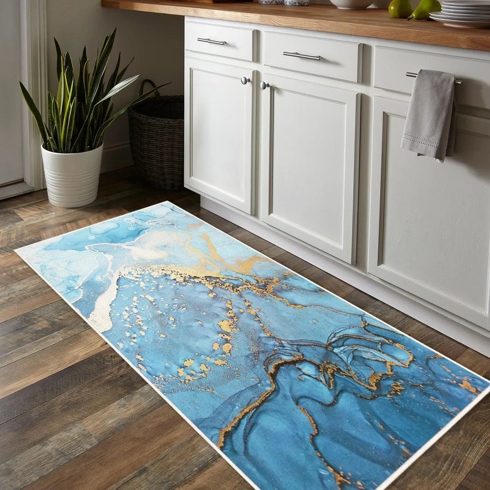 Синя пътека подходяща за пране 80x200 cm Blue Waves – Oyo Concept