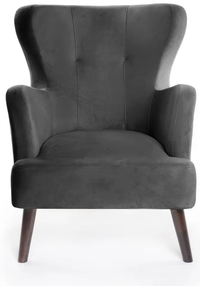 Тъмносиво кадифено кресло Noemye – Bonami Selection